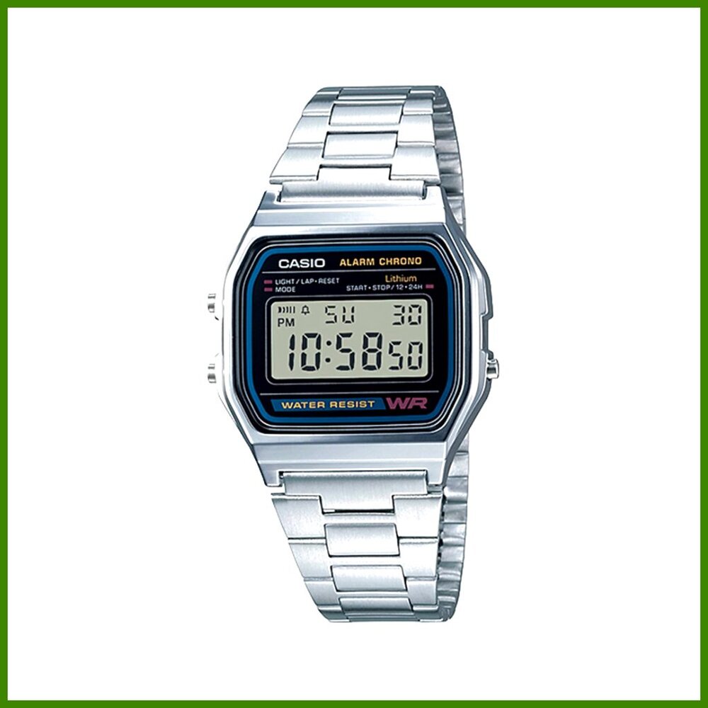 Unisex Digital Watch with Alarm, Stopwatch, Water Resistant, Stainless Steel